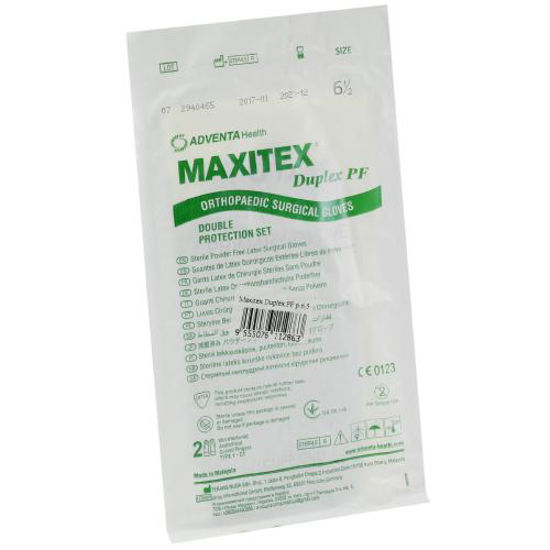 Перчатки латексные хирургические Maxitex Duplex PF (Макситекс Дюплекс ПФ) стерильные неопудренные размер 6.5